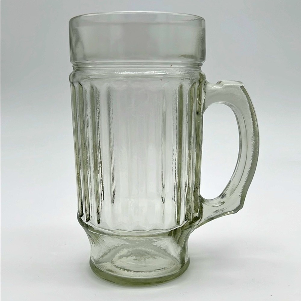 Vintage Anchor Hocking Line Lites Vertical Ribbed Glass Tankard Mugs (Set of 6)